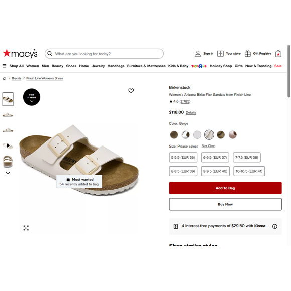 Birkenstock Women's Arizona Birko-Flor Sandals Size 37 US Size 6 Beige Cream EUC - Picture 2 of 13